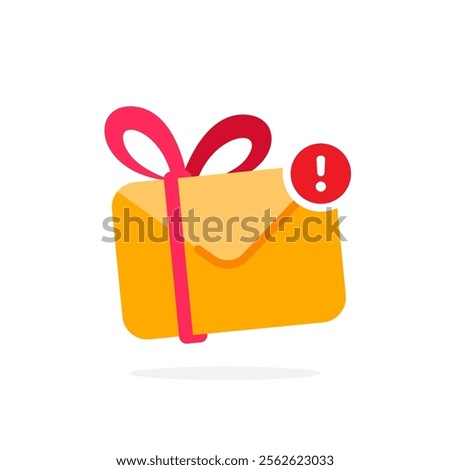 flat illustration of gift envelope tied with decorative ribbon, promotional messages or special offers. for marketing materials, email campaigns, holiday promotions, or exclusive deals announcement
