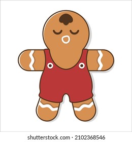 Flat Illustration Gingerbread Man Sleeping