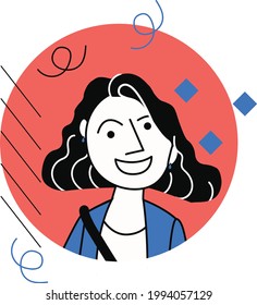 Flat illustration of girl with abstract geometric elements around