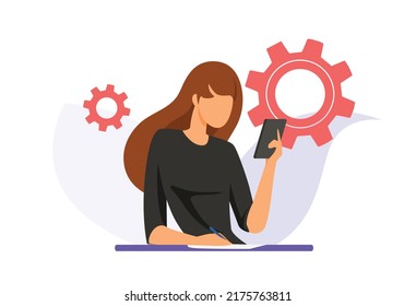 flat illustration girl management vector
