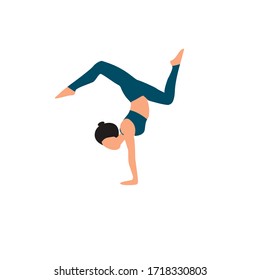 flat illustration: girl performing yoga assanas