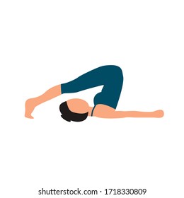 flat illustration: girl performing yoga assanas