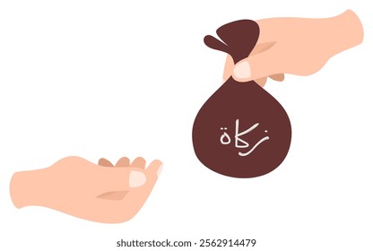 Flat Illustration of Giving Zakat Fitrah