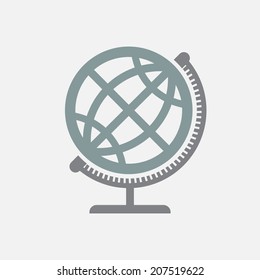 Flat illustration of a globe, isolated on white background.