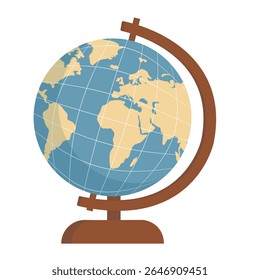 Ilustração plana do globo para design temático de viagens, conteúdo geográfico, turismo e materiais educacionais  