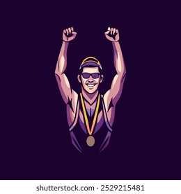 A flat illustration of gold medallist player