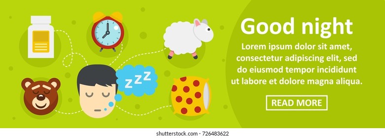 Flat illustration of good night banner horizontal vector for web design