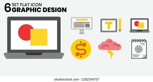 flat illustration graphic design theme icon set