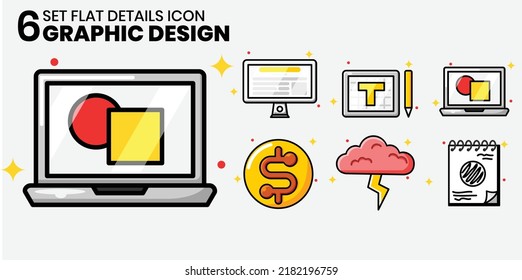 conjunto de iconos de diseño gráfico de ilustración plana