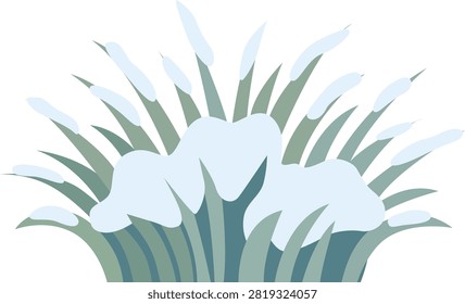 Flat Illustration of Grass in Winter Weather