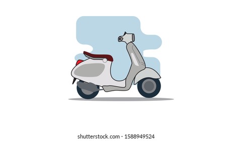 Flat illustration of gray scooter
