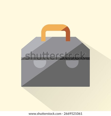 Flat illustration of a gray toolbox with handle