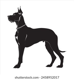 Flat illustration of Great Dane dog silhouette