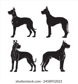 Flat illustration of Great Dane dog silhouette