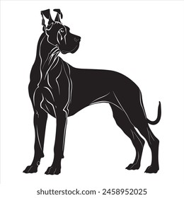 Flat illustration of Great Dane dog silhouette