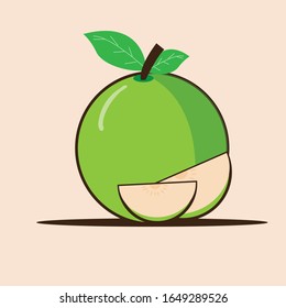 Ilustración plana. Frutos de manzana verde aislados de fondo liso. Adecuado para papel pintado, banner, Ilustración de libro infantil, invitación de tarjeta, volante, diseño web. Comida saludable.