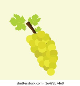Flat Illustration. Green Grape fruit isolated on plain background. Suitable for wallpaper, banner, Children book illustration, card invitation, flyer, web design. Healty Food.