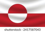 Flat Illustration of Greenland flag. Greenland national flag design. Greenland Wave flag. 
