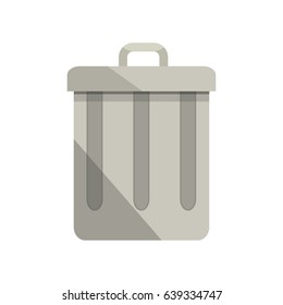 Flat illustration of a grey trash bin