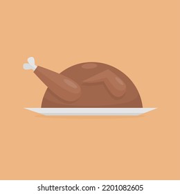 flat illustration of grilled chicken or turkey served on a plate