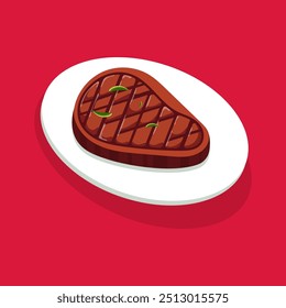 Flat illustration of grilled meat
