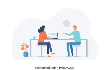 flat illustration group business team meeting and planning for working concept