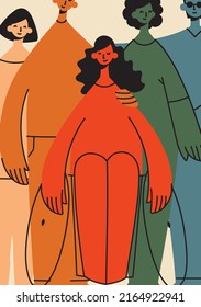 Flat illustration of a group containing inclusive and diversified people all together without any difference.