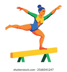 A flat illustration of gymnastics girl