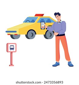 Here’s a flat illustration of hailing ride 