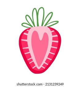 Ilustración plana medio diseño de vectores de fresa