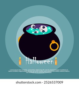 Flat illustration halloween for decoration with scary witch brew