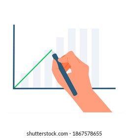 Flat illustration of hand drawn increase graphic economy vector graphic supply, marketing economy strategy concept flat illustration