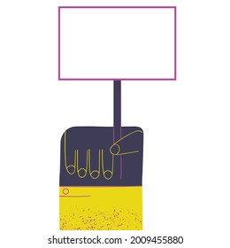 Flache Illustration Hand, die PlPlPlPlPlPlPlPlPlPlPlPlombanner Leer.Vektorgrafik, Gleichheitskonzept, Demonstration, Rallye