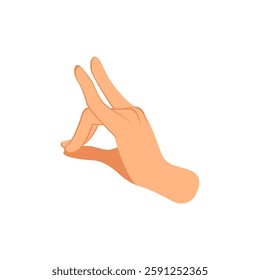 Flat illustration of a hand making a delicate pinch gesture, fox or kitsune hand sign gesture.