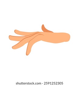 Flat illustration of a hand making a graceful reaching gesture, isolated on white background