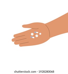 Flache Illustration von Hand mit Tabletten
