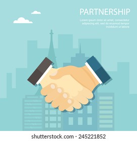 Flat illustration of handshake. Partnership. Eps10