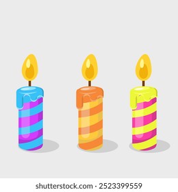 Flat illustration happy birthday candle with light