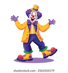 A flat illustration of happy clown character 

