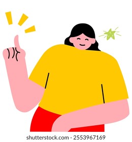 Flat Illustration Happy Girl bulb Thinking 