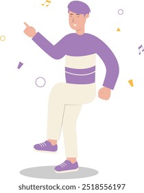 Flat Illustration of Happy People Dancing. Isolated Vector in Cartoon Design Concept.