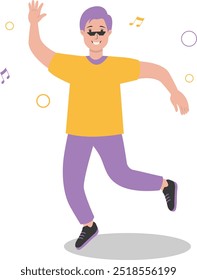 Flat Illustration of Happy People Dancing. Isolated Vector in Cartoon Design Concept.