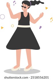 Flat Illustration of Happy People Dancing. Isolated Vector in Cartoon Design Concept.