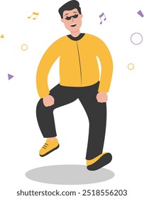 Flat Illustration of Happy People Dancing. Isolated Vector in Cartoon Design Concept.