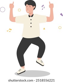 Flat Illustration of Happy People Dancing. Isolated Vector in Cartoon Design Concept.