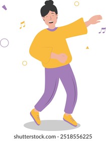 Flat Illustration of Happy People Dancing. Isolated Vector in Cartoon Design Concept.