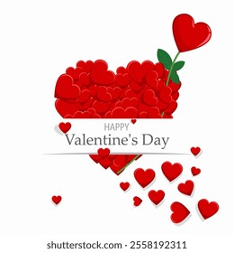 Flat illustration happy valentine's day with big love