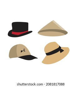 flat illustration of hats and pictures
