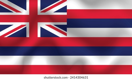 Flat Illustration of Hawaii state flag. Hawaii state flag design. Hawaii waves flag.
