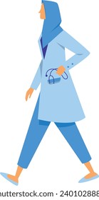 Flat Illustration of Hijabi Faceless Medical Female Character. Vector Design
